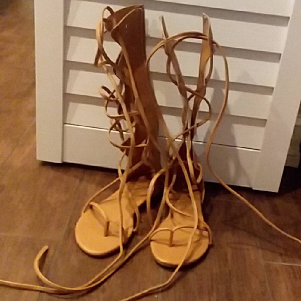 Tan gladiator sandals
